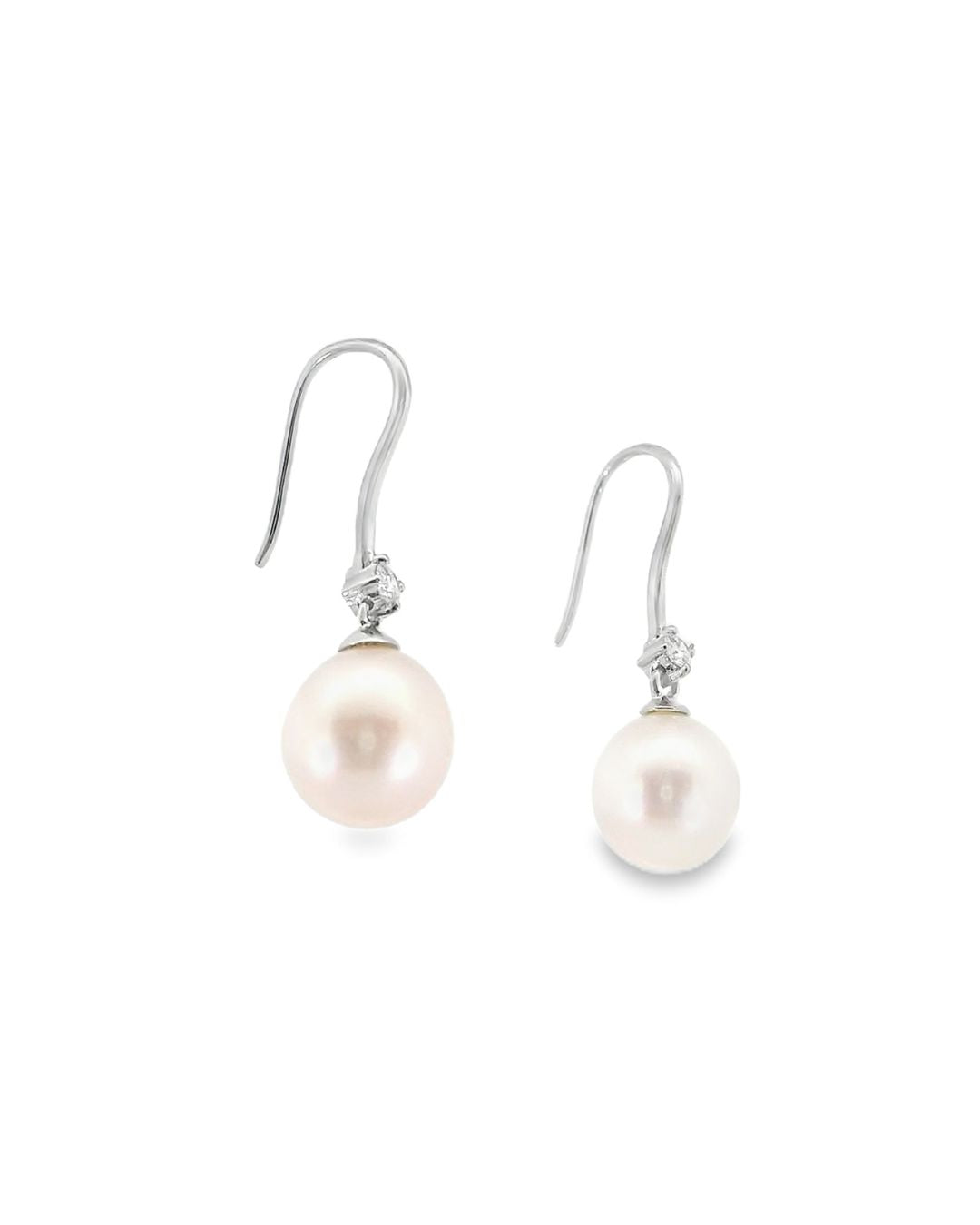 Stella Freshwater Pearl & Diamond Hook Earrings