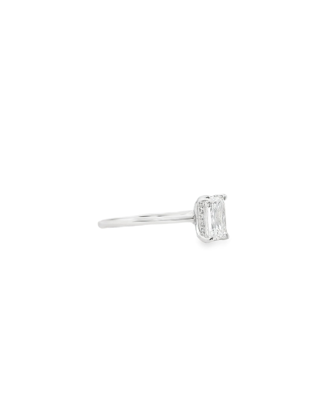 1.11ct Emerald Cut Diamond in the Parker Classic Solitaire with Hidden Halo