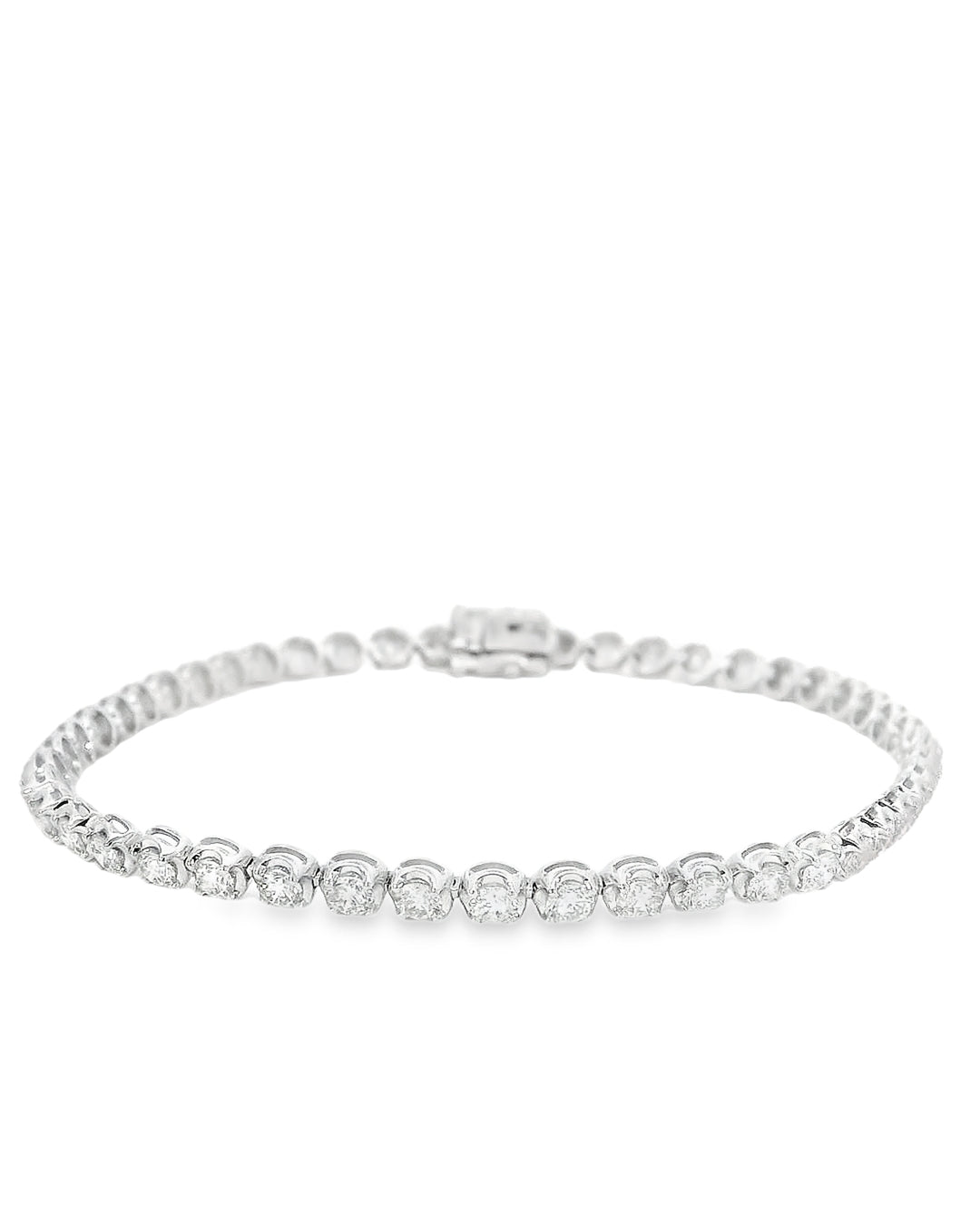 3.07ct Round Brilliant Cut Crown Set Tennis Bracelet