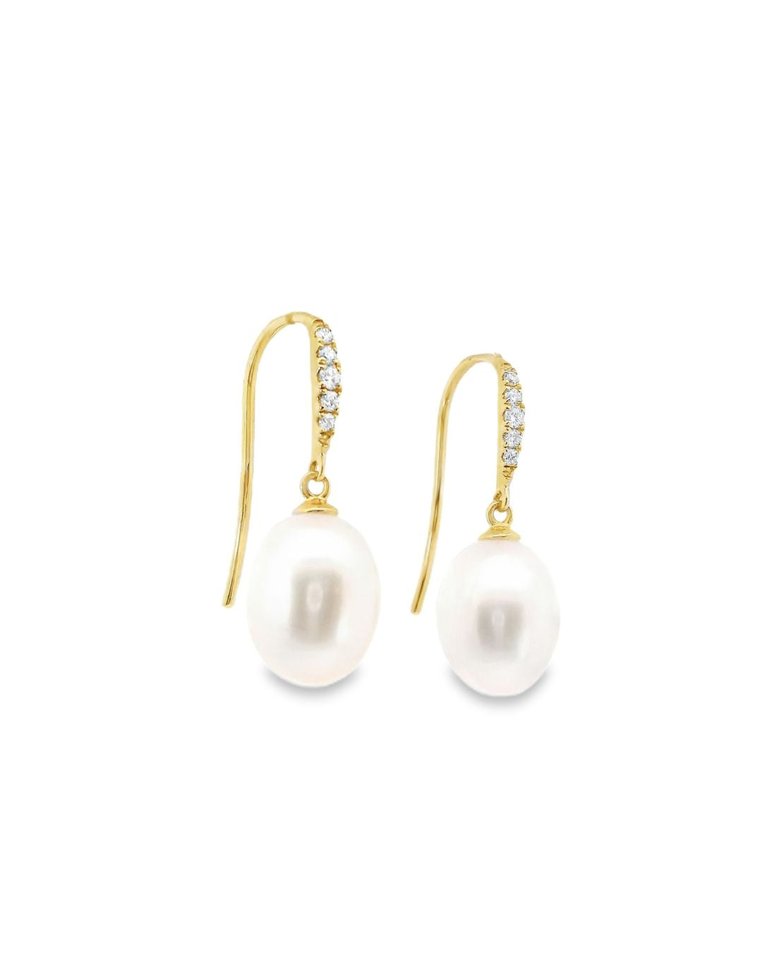 Willow Freshwater Pearl & Diamond Hook Earrings