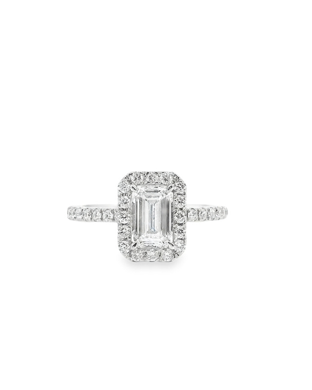 1.61ct Emerald Cut Diamond in the Kensington Halo Design