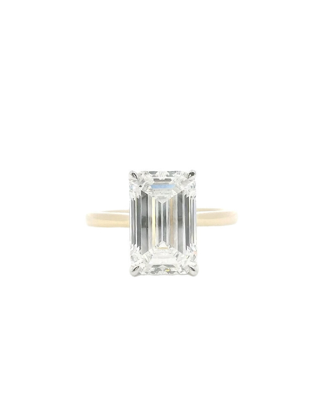 Emerald Cut Diamond in the Parker Classic Solitaire with Hidden Halo