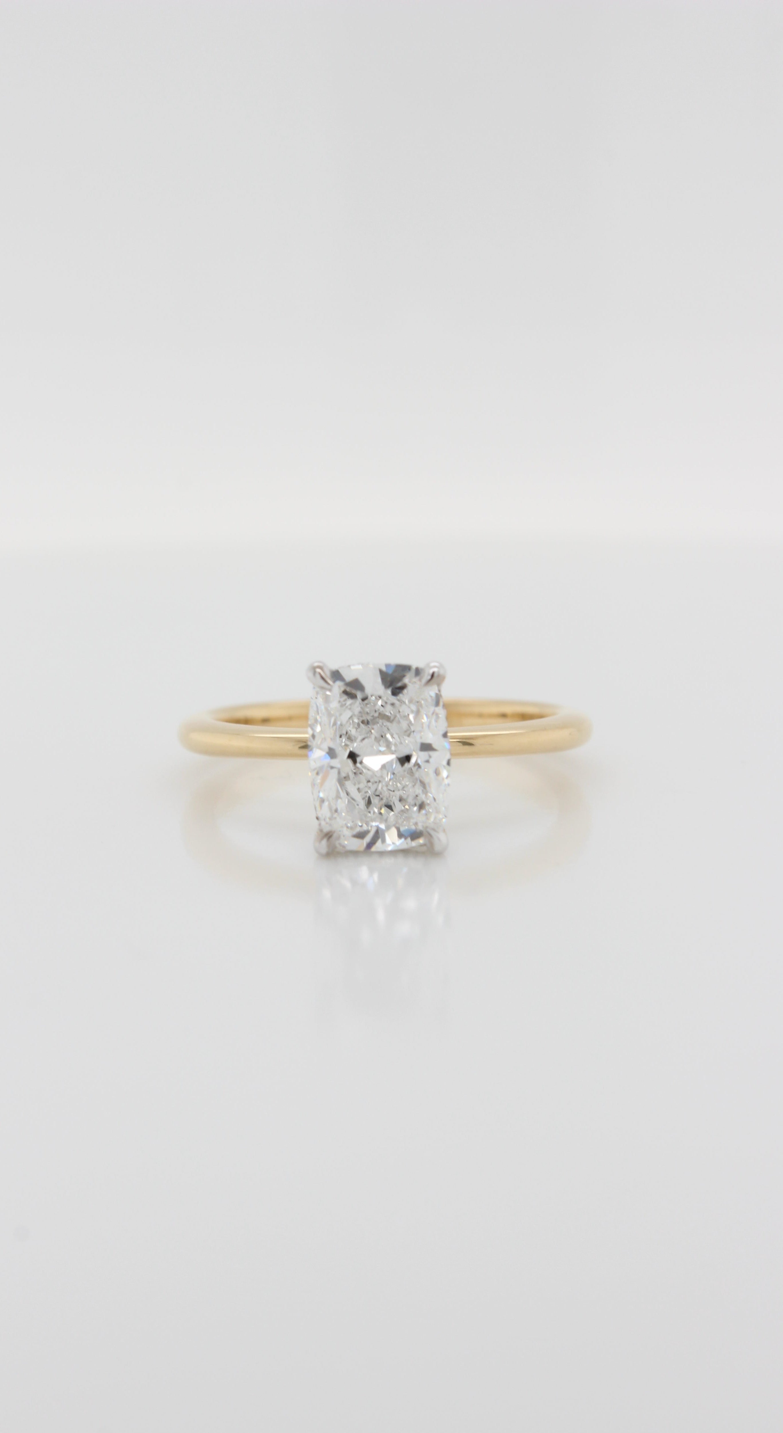 1.61Ct Elongated Cushion Cut Diamond in the Parker Classic Solitaire with Hidden Halo