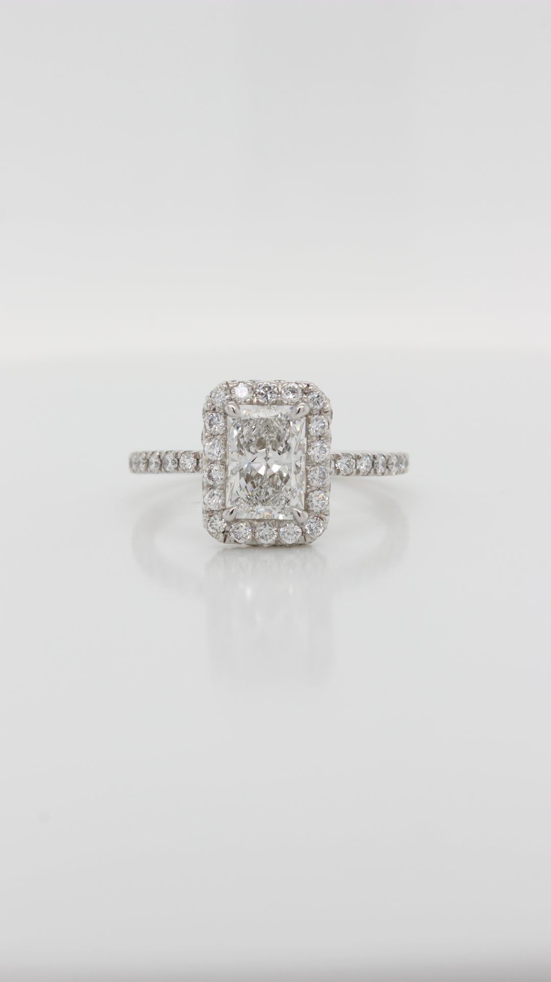 1.61ct Radiant Cut Diamond in the Kensington Halo Design