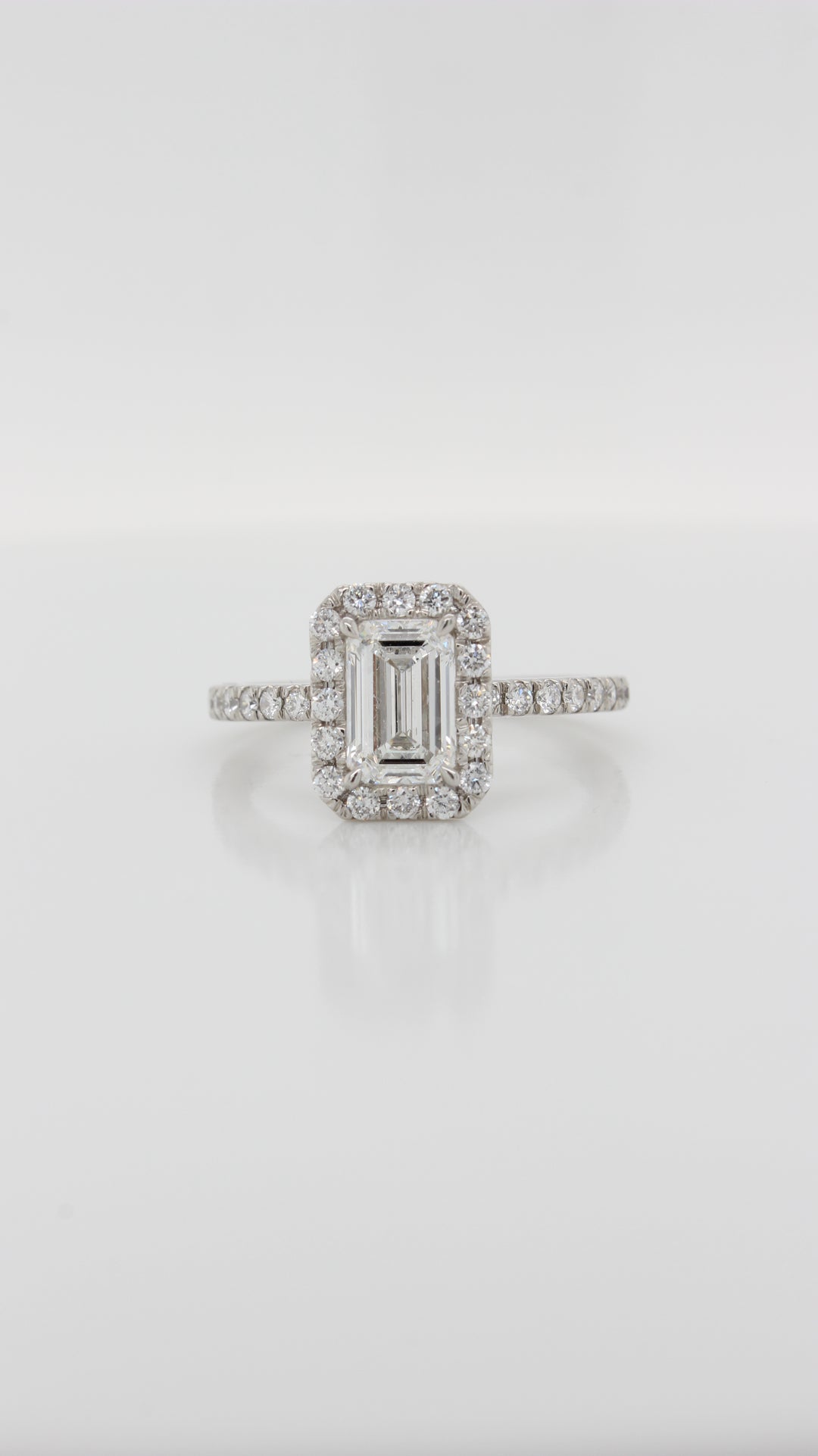 Emerald Cut Diamond in the Kensington Halo Design