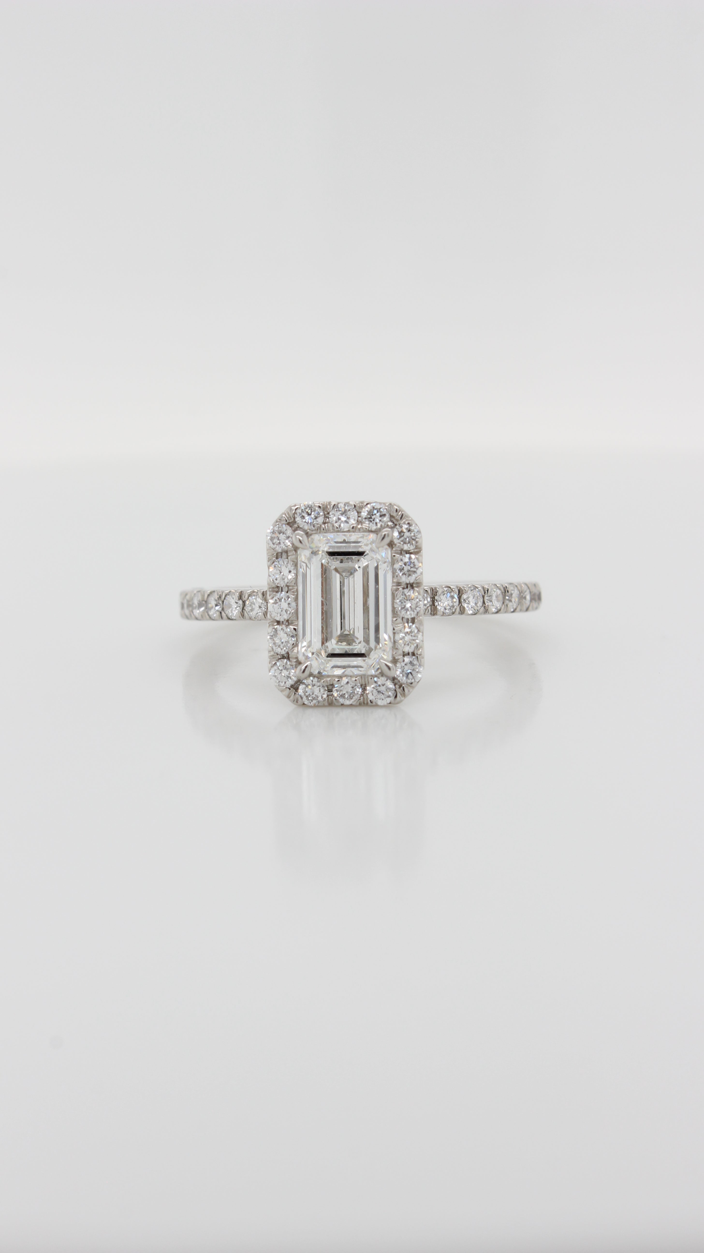 Emerald Cut Diamond in the Kensington Halo Design