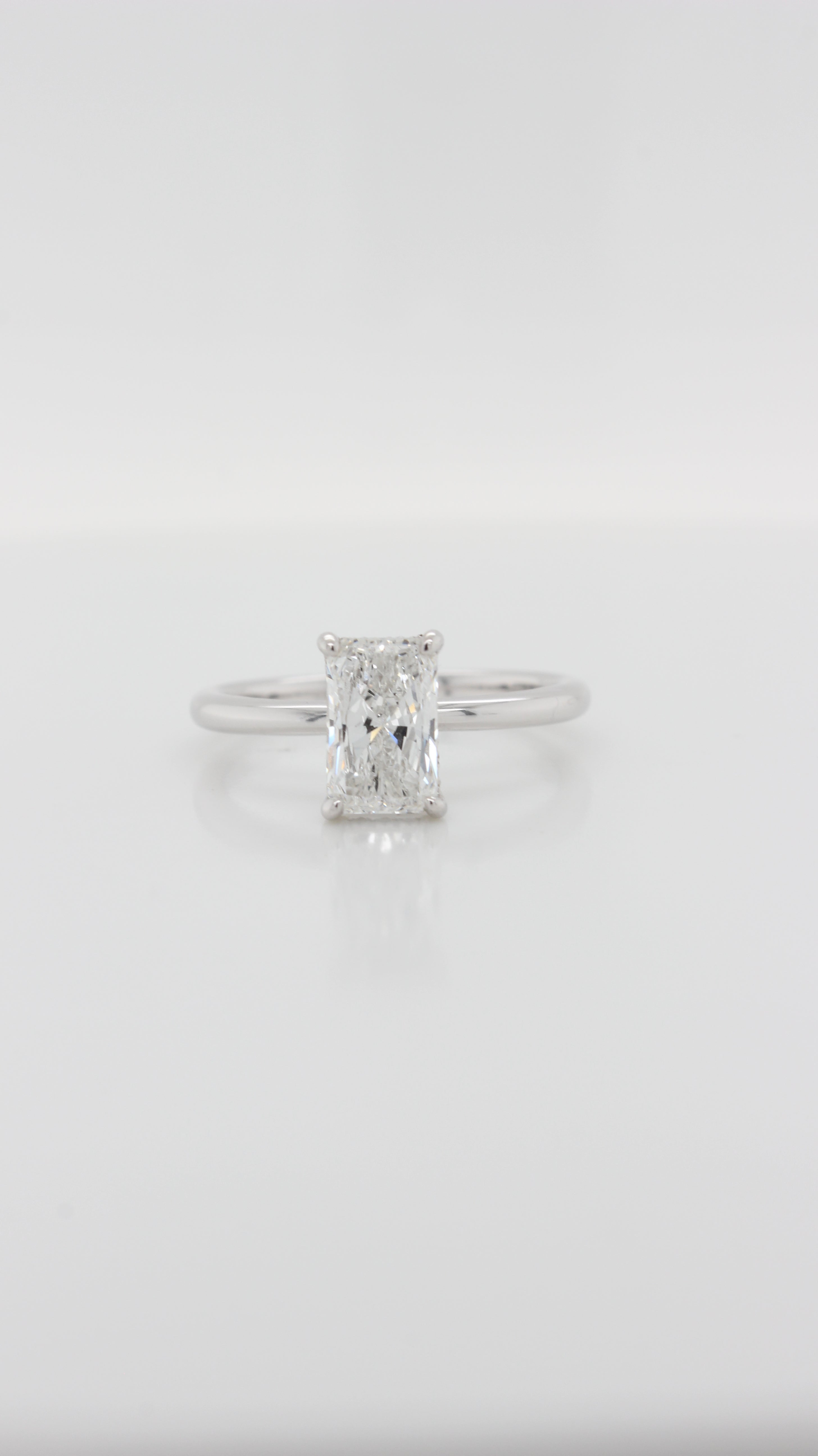 1.10Ct Radiant Cut Diamond in the Parker Classic Solitaire with Hidden Halo