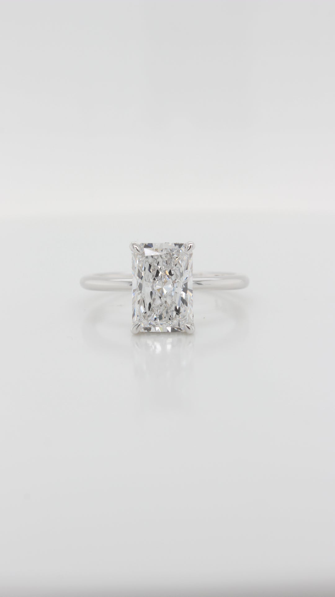 2.40Ct Radiant Cut Diamond in the Parker Classic Solitaire with Hidden Halo