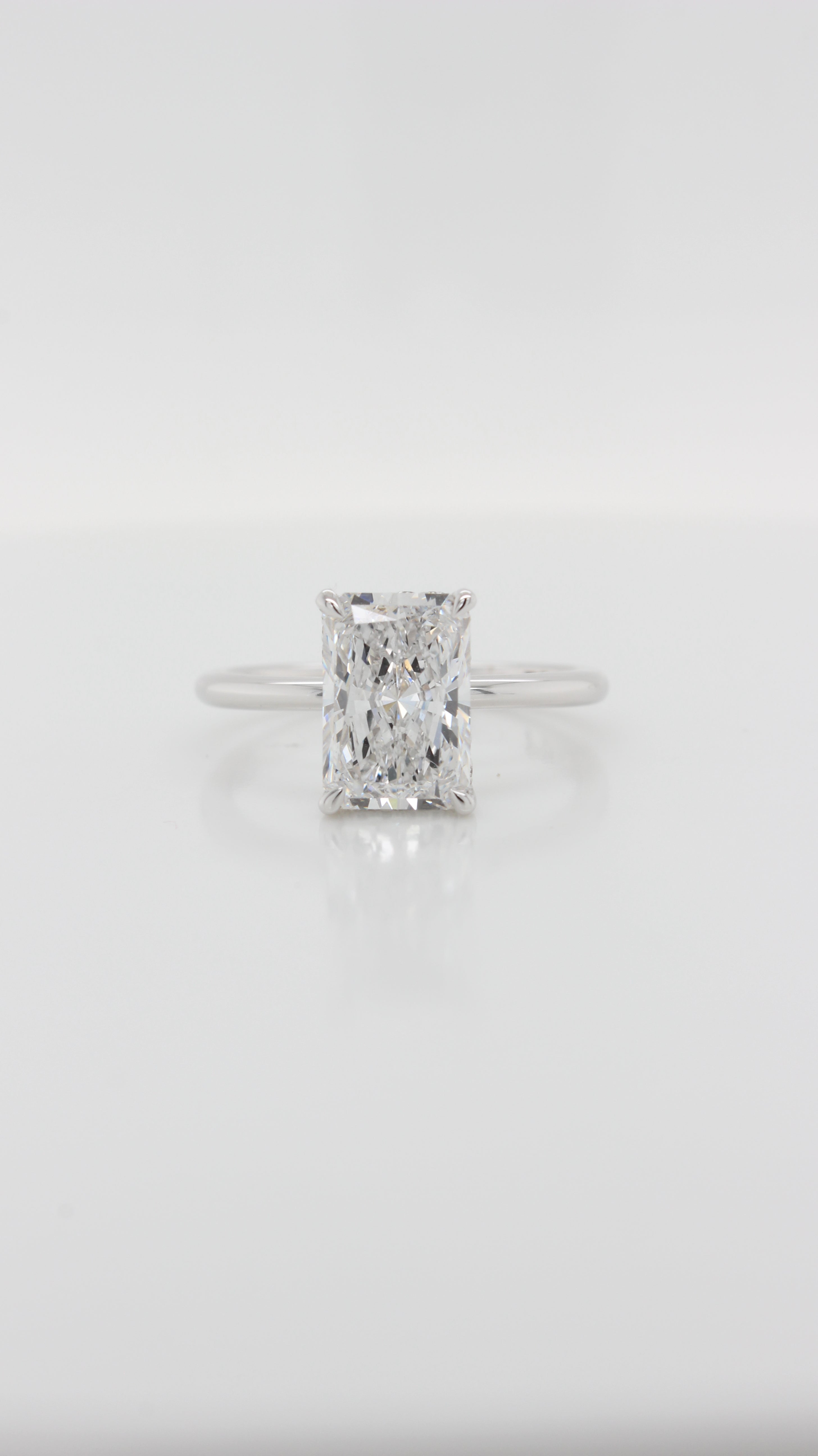 2.40Ct Radiant Cut Diamond in the Parker Classic Solitaire with Hidden Halo