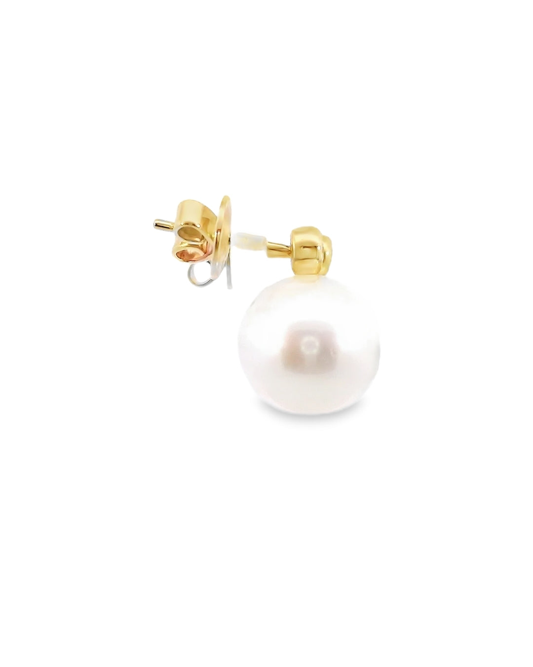 Bailey Round Freshwater Pearl & Diamond Stud Earrings