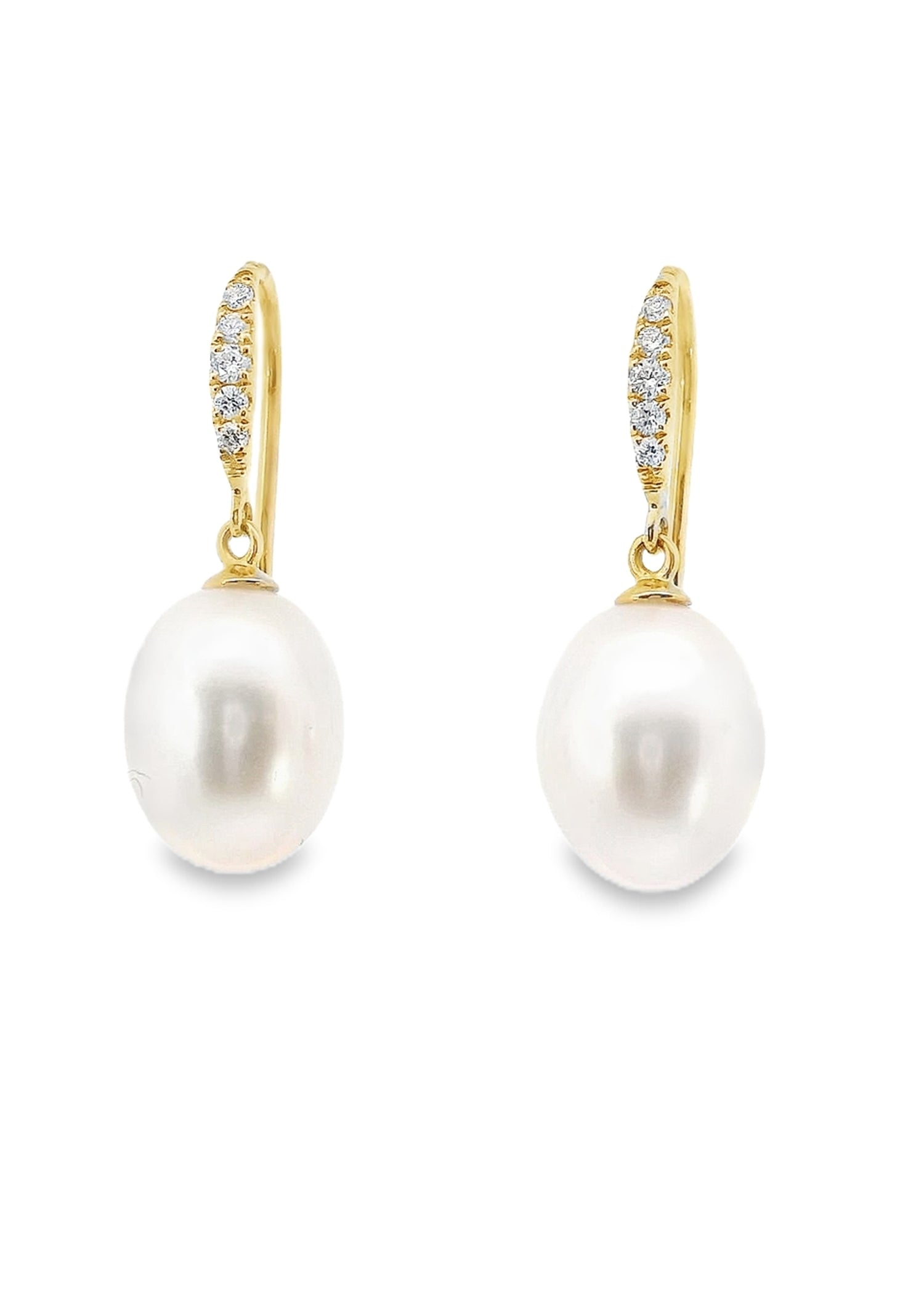 Willow Freshwater Pearl & Diamond Hook Earrings