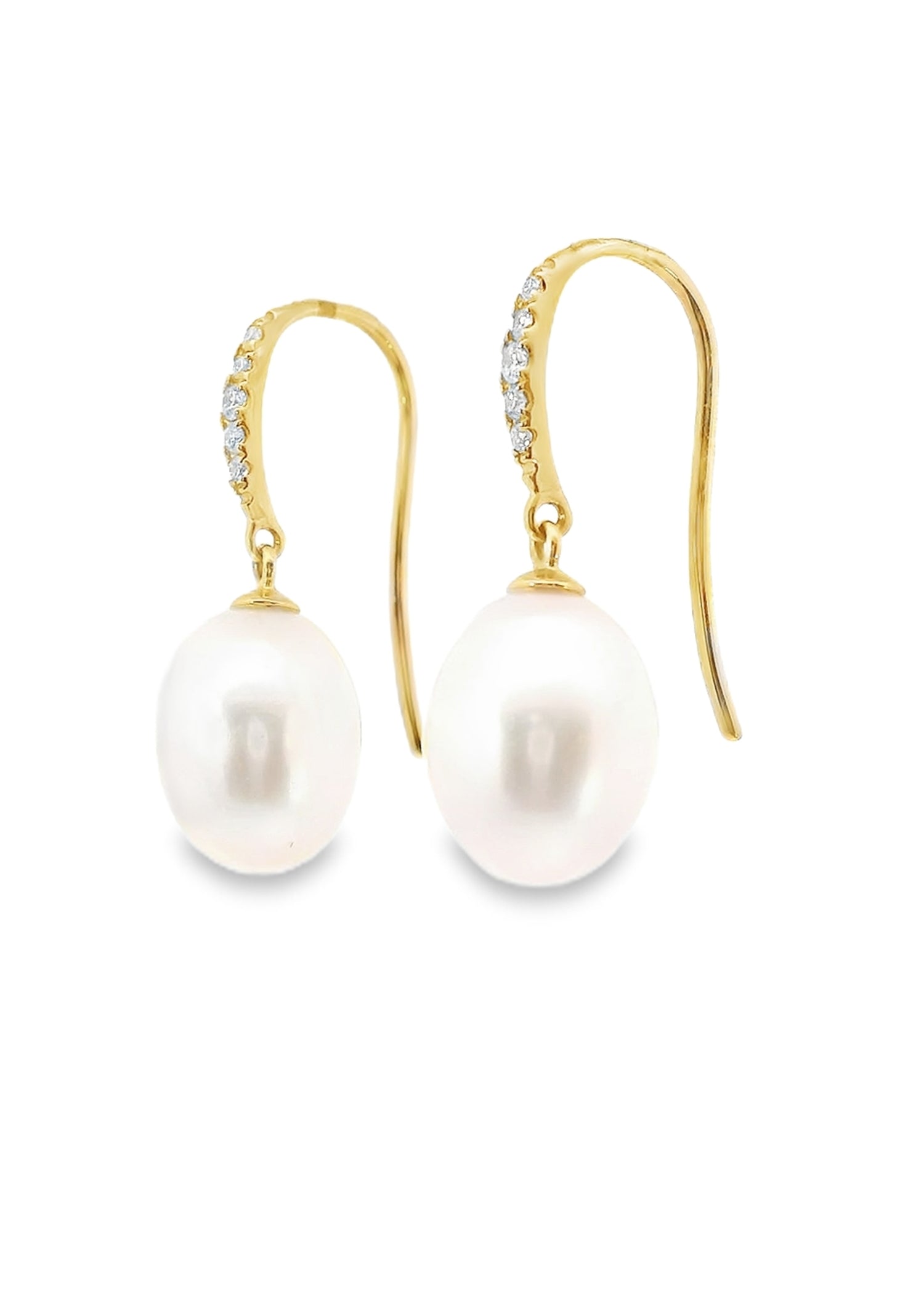 Willow Freshwater Pearl & Diamond Hook Earrings