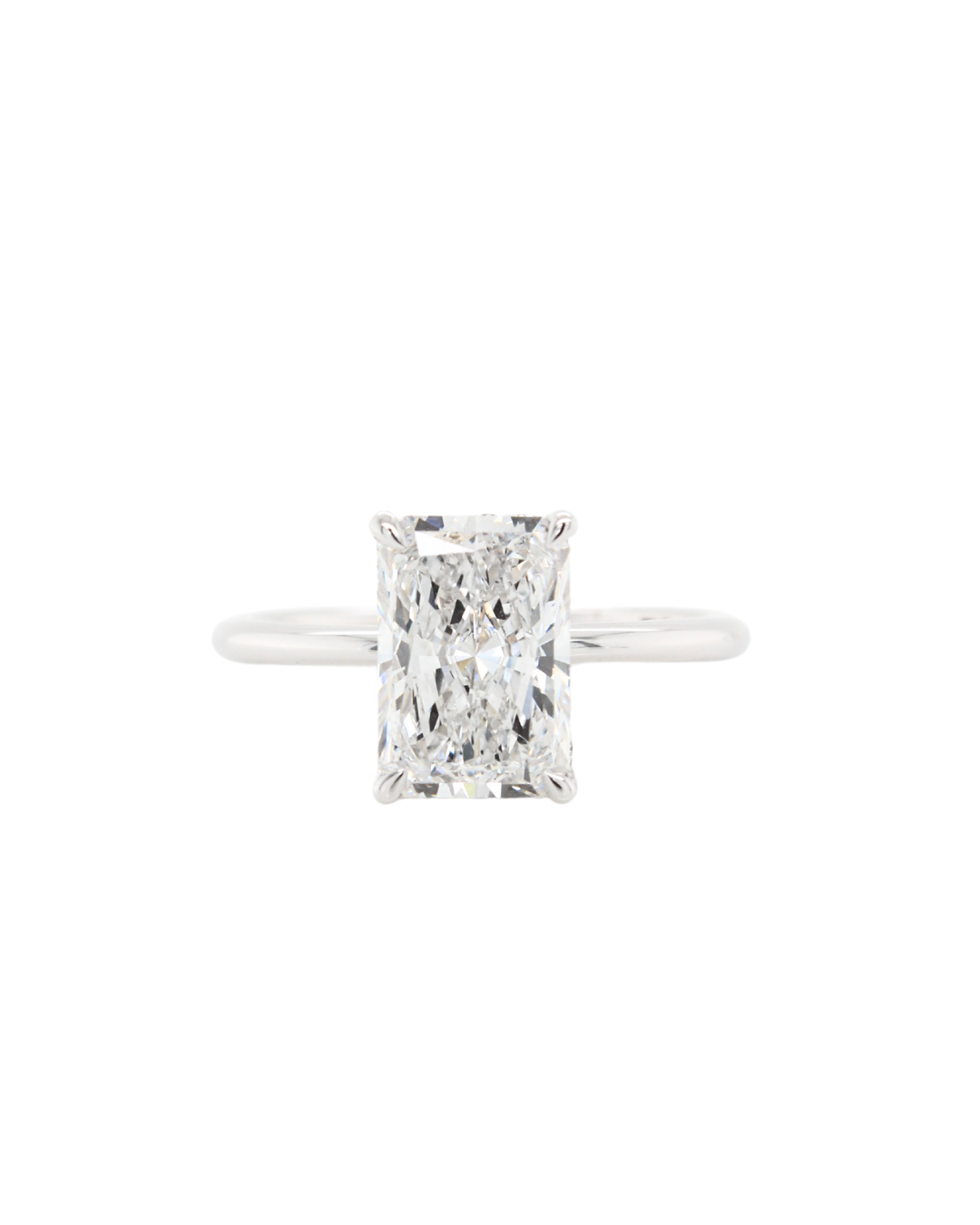 Radiant Cut Diamond in the Parker Classic Solitaire with Hidden Halo