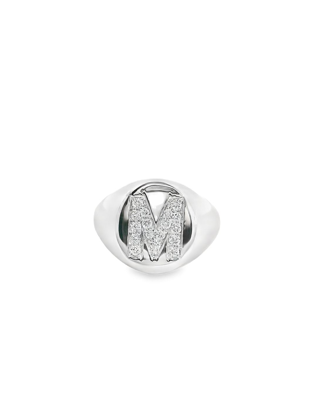 Diamond Initial Round Signet Design